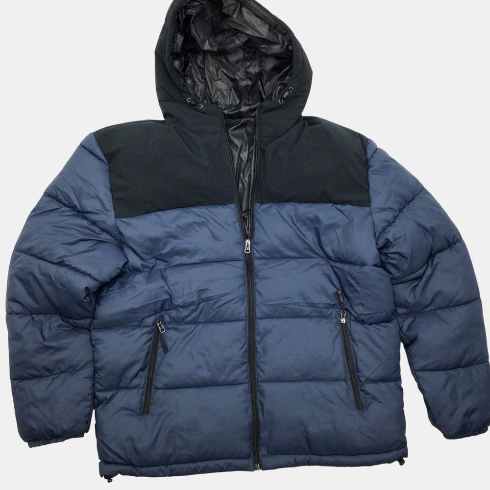 Pga Tour Mens Large Blue Puffer Jacket L Navy Blue And Black Coat